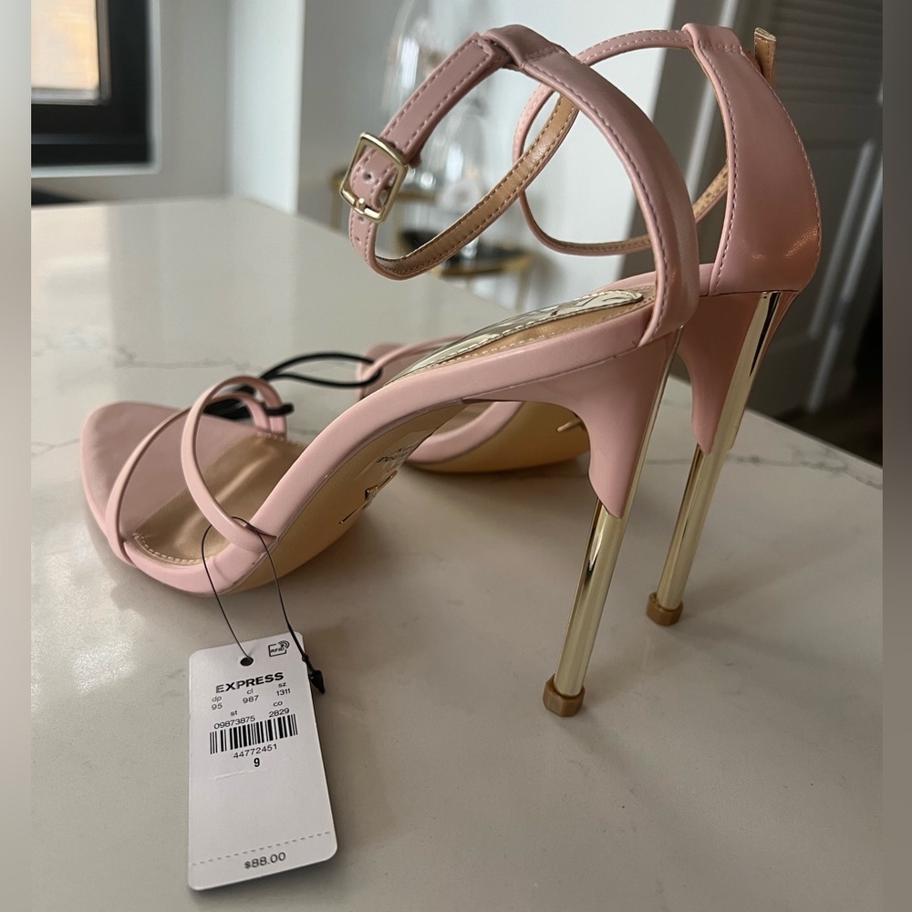 Express thin heel gold stilettos